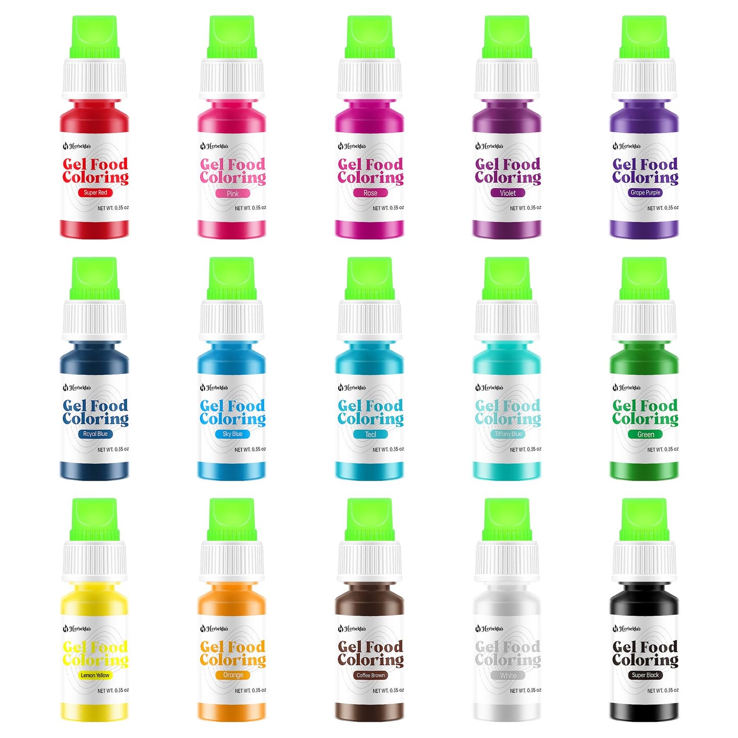 Gel Food Coloring 15 Colors x 0.35 oz Concentrated Gel Based Food Dye Vibrant Icing Colors Neon Edible Food Color for Icing Baki