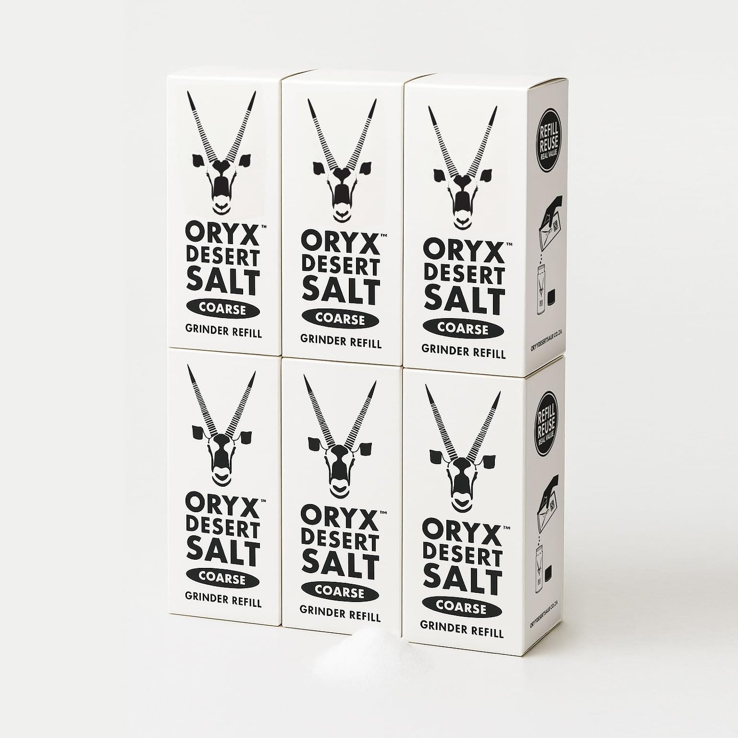 Oryx Desert Coarse Salt Refill Box - Coarse Kosher Mineral Salt Crystals - Pack of 6 - Naturally Organic Gourmet Seasoning