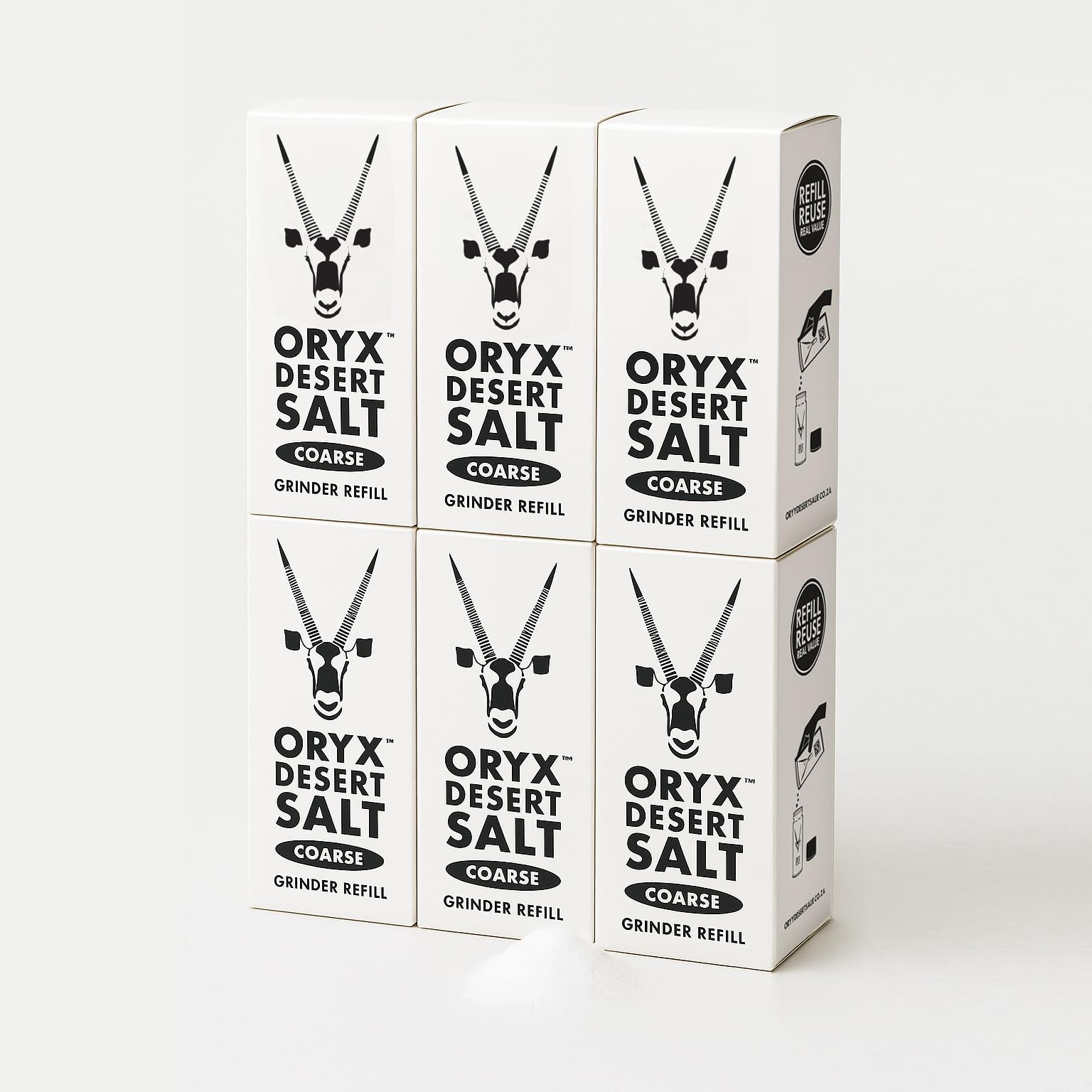 Oryx Desert Coarse Salt Refill Box - Coarse Kosher Mineral Salt Crystals - Pack of 6 - Naturally Organic Gourmet Seasoning