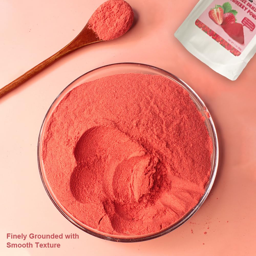 Fraunitsh Strawberry Powder 7.05Oz | Freeze Dried Strawberries Powder | Natural Fruit Powder Berry Source | Strawberry Flavoring