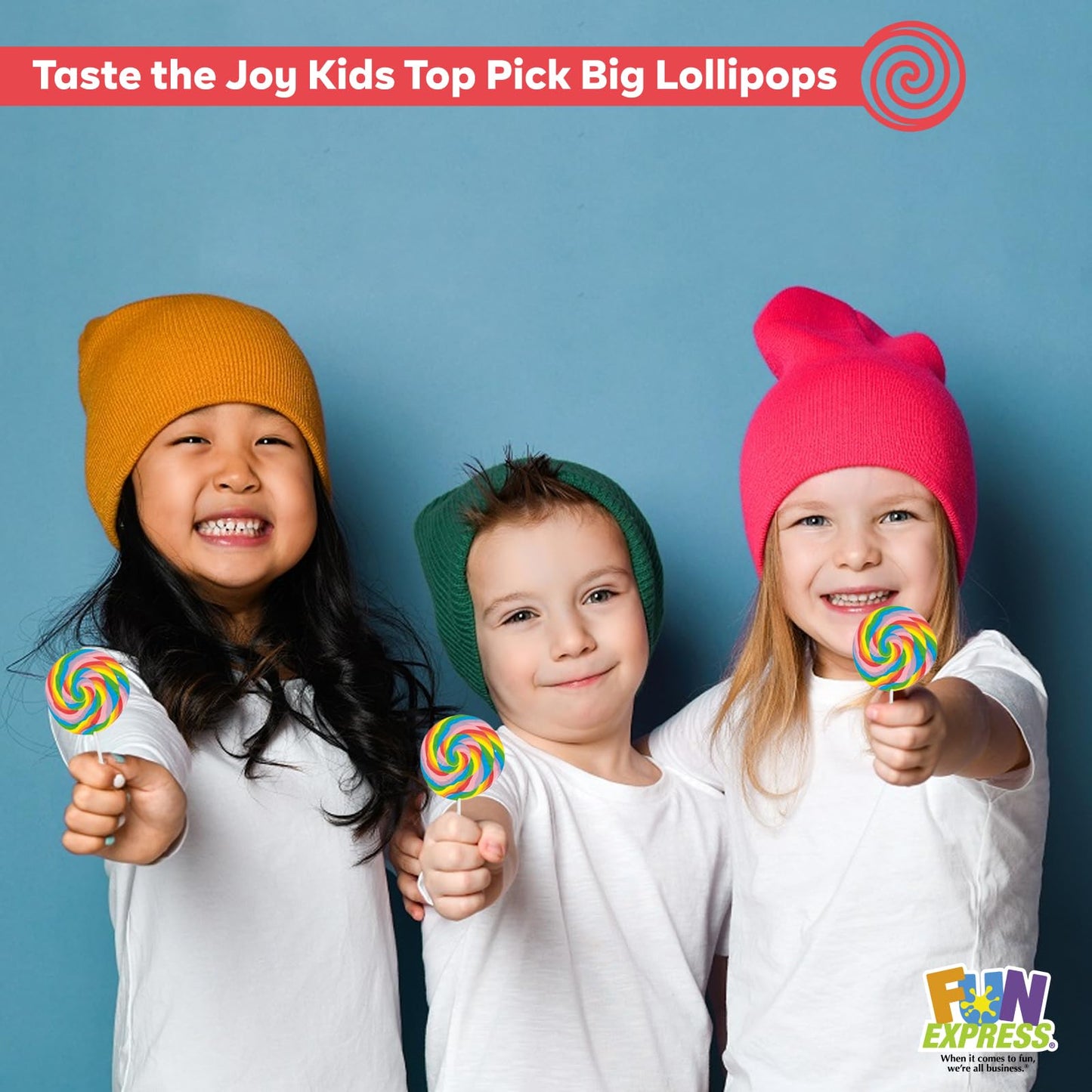 Fun Express Big Rainbow Lollipops For Kids, 6 Count