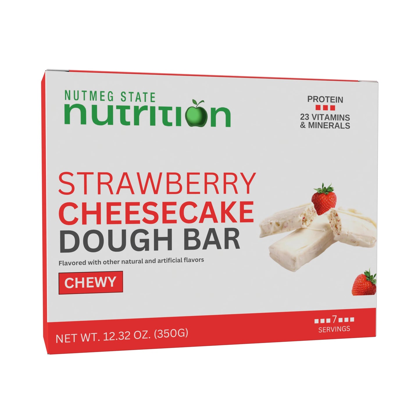 Nutmeg State Nutrition - High Protein Bars, Gluten Free, Low Calorie, Ideal Protein Compatible, 7 Servings Per Box (Strawberry Cheesecake)