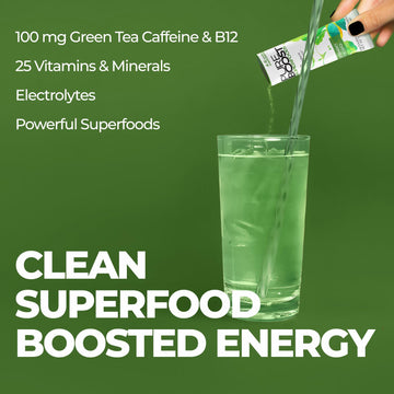 Pureboost Clean Energy Drink Mix with Apple Cider Vinegar, 30 Count, 7 Organic Superfoods, No Sugar, Electrolytes & Vitamins
