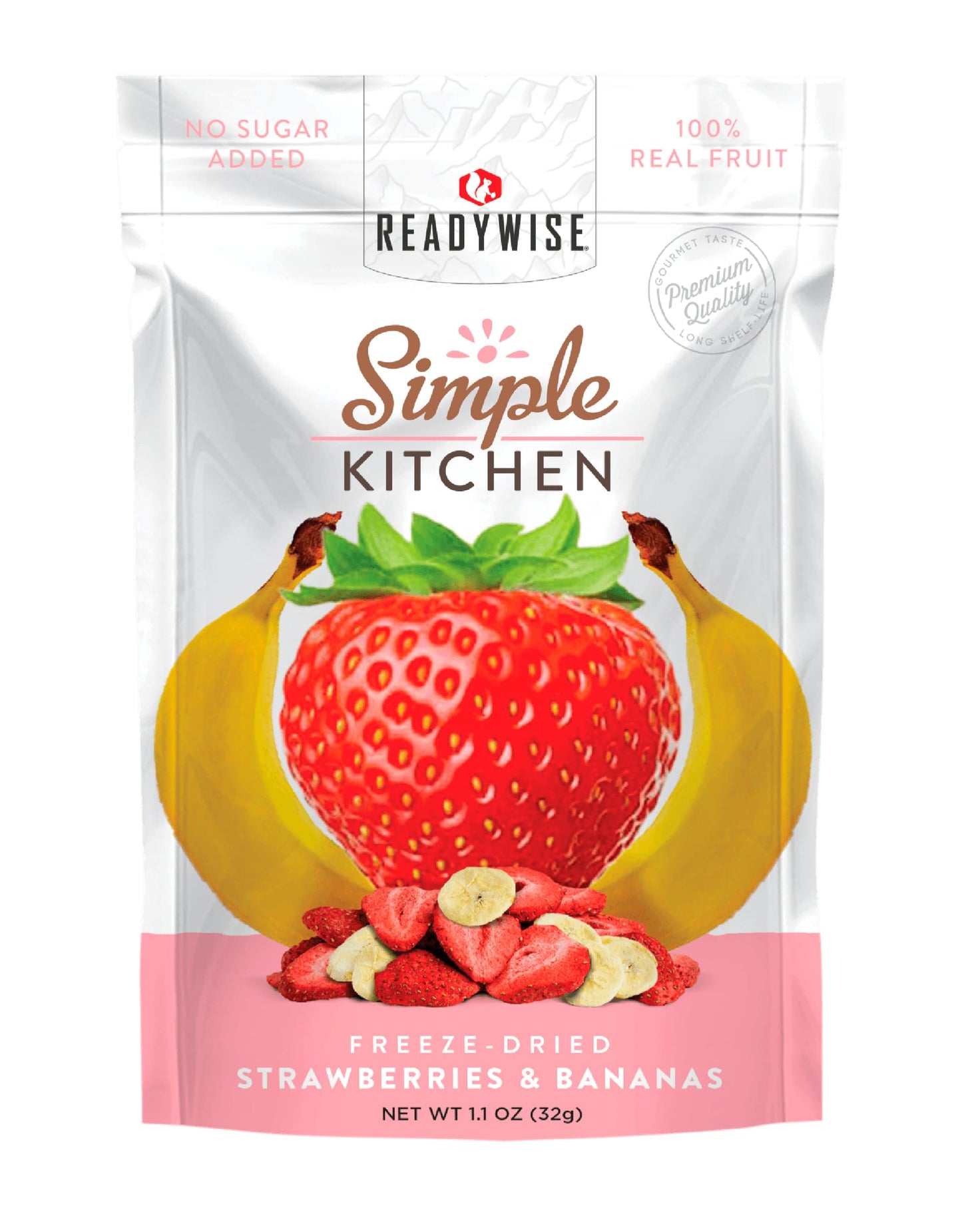 Readywise - Simple Kitchen  Freeze-Dried Strawberries & Bananas  Pack Of 1  Vegetarian  Gluten Free  Snacks  Strawberries  Banana  Dried Fruit  Pre Workout  Healthy Snacks  Camping  Survival Food