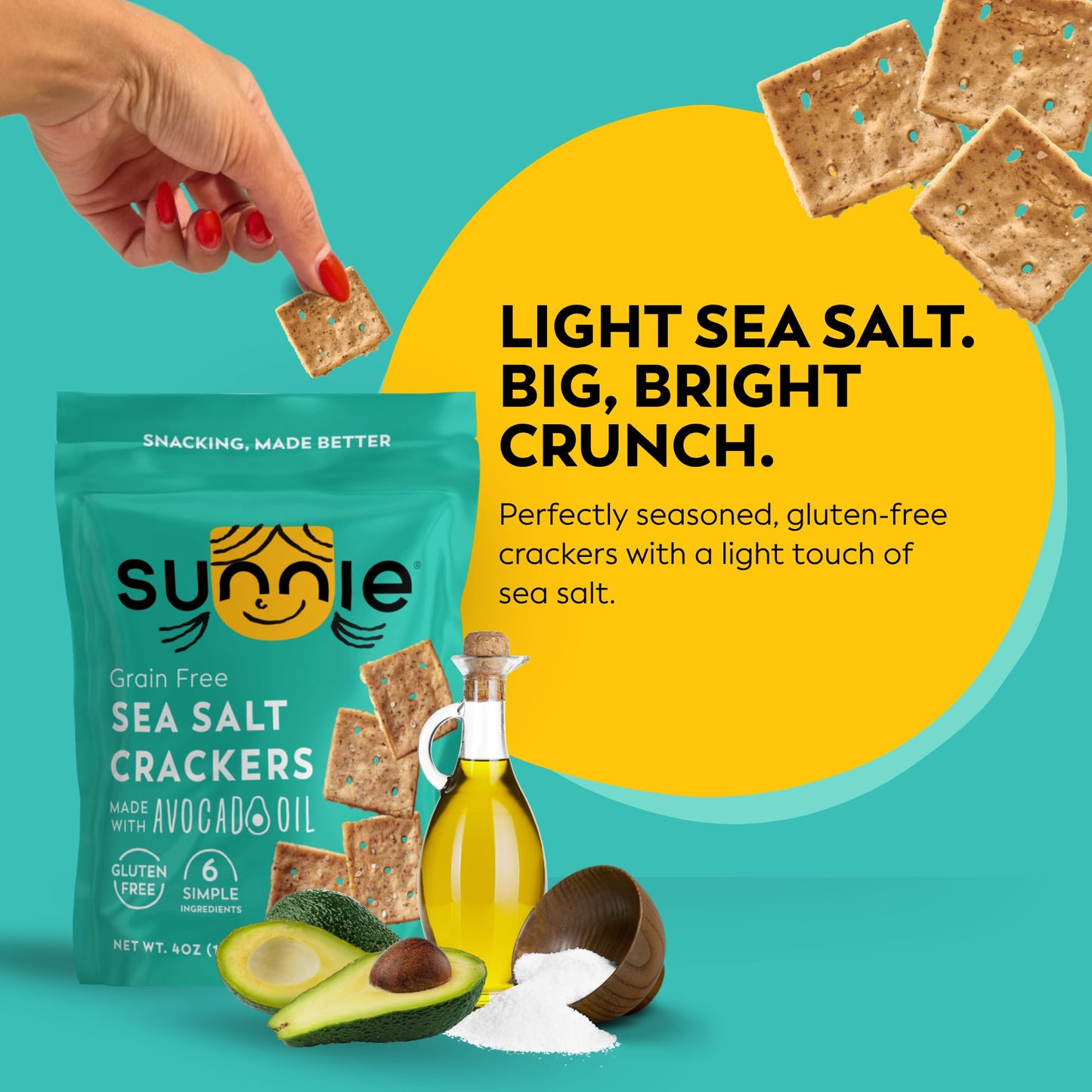 Sunnie Gluten Free ers  Healthy Grain-Free Sea Salt er  Snacks for Kids & mature-themeds  Made with Avocado Oil  Only 6 Ingredients  Vegan Snack  Low Calorie  4 Oz  Pack of 12