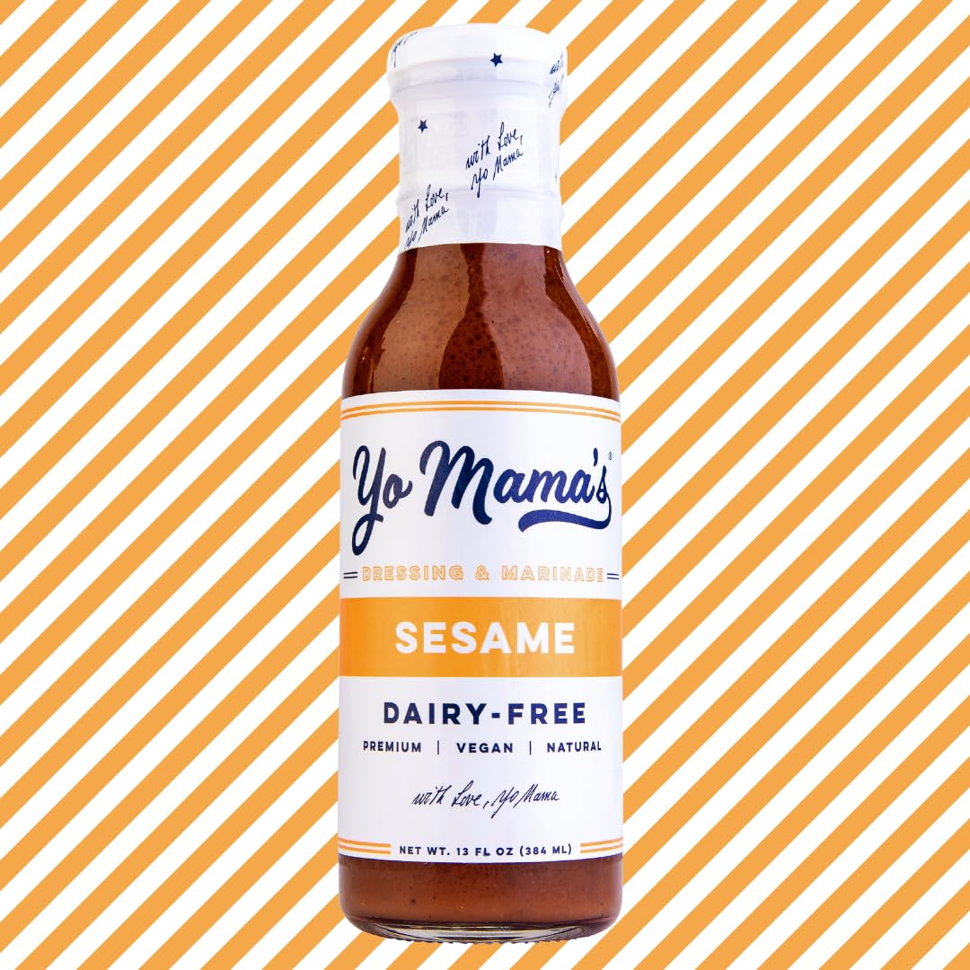 Yo Mamas Foods Gourmet Honey Balsamic & Asian Sesame Dressing Combo Pack, Low Carb, Gluten-Free, 13 Ounce (Pack of 2)