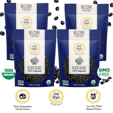 1000 Springs Mill - Organic Black Beans | Used For Soups, Salads, Chili, Dips Or Various Breakfast Dishes | Bulk Dry Black Beans