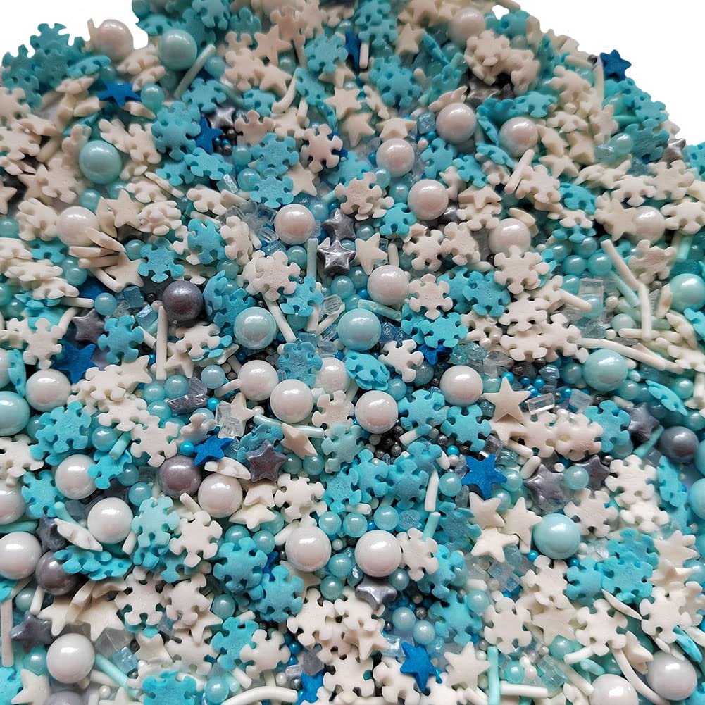 Eastron Edible Frozen Sprinkles Candy Snowflake Sugar Cake Cupcake Toppers Cookie Dessert Decorations for Halloween Christmas Bi