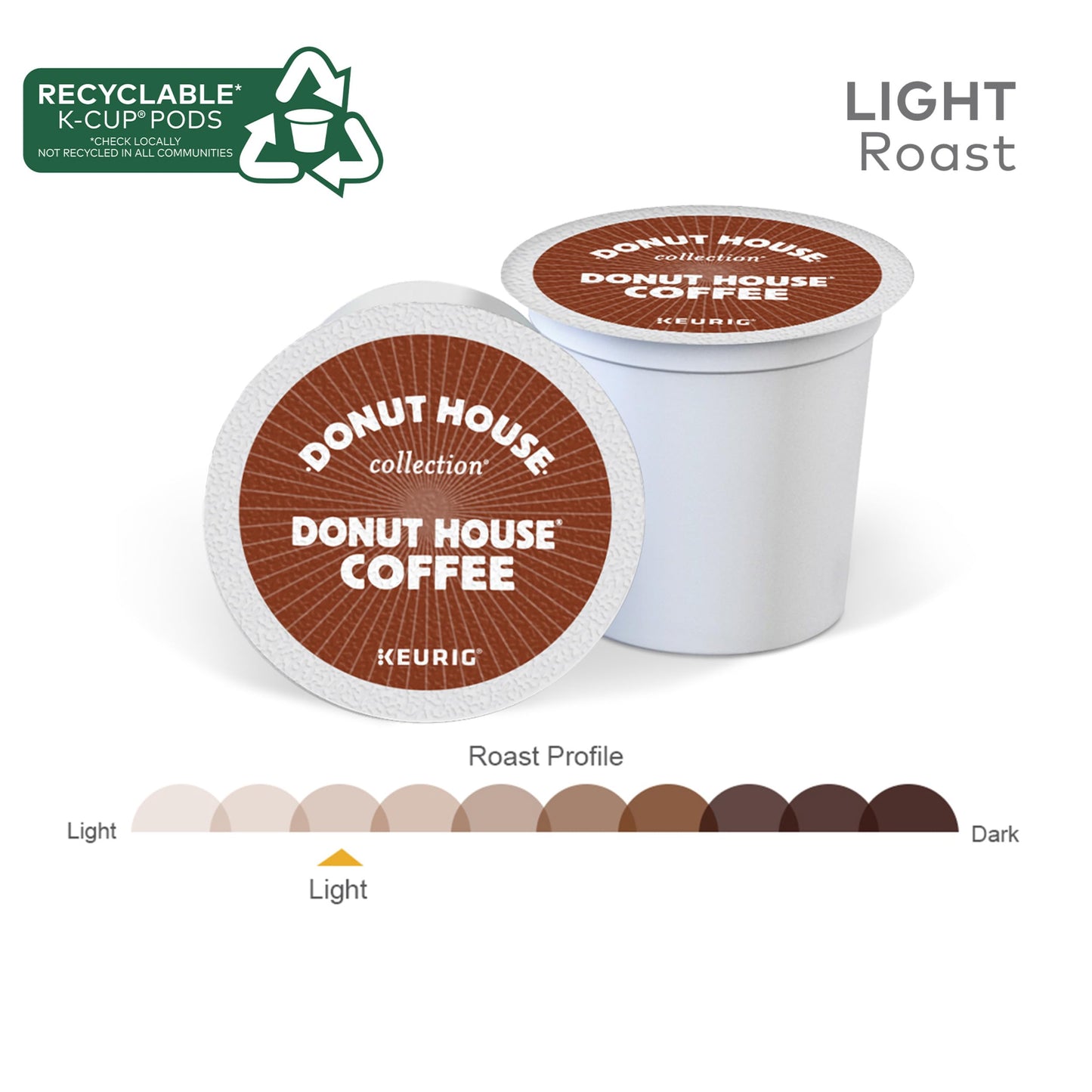 Donut House Collection Donut House Coffee, Single-Serve Keurig K-Cup Pods, Light Roast Coffee, 24 Count