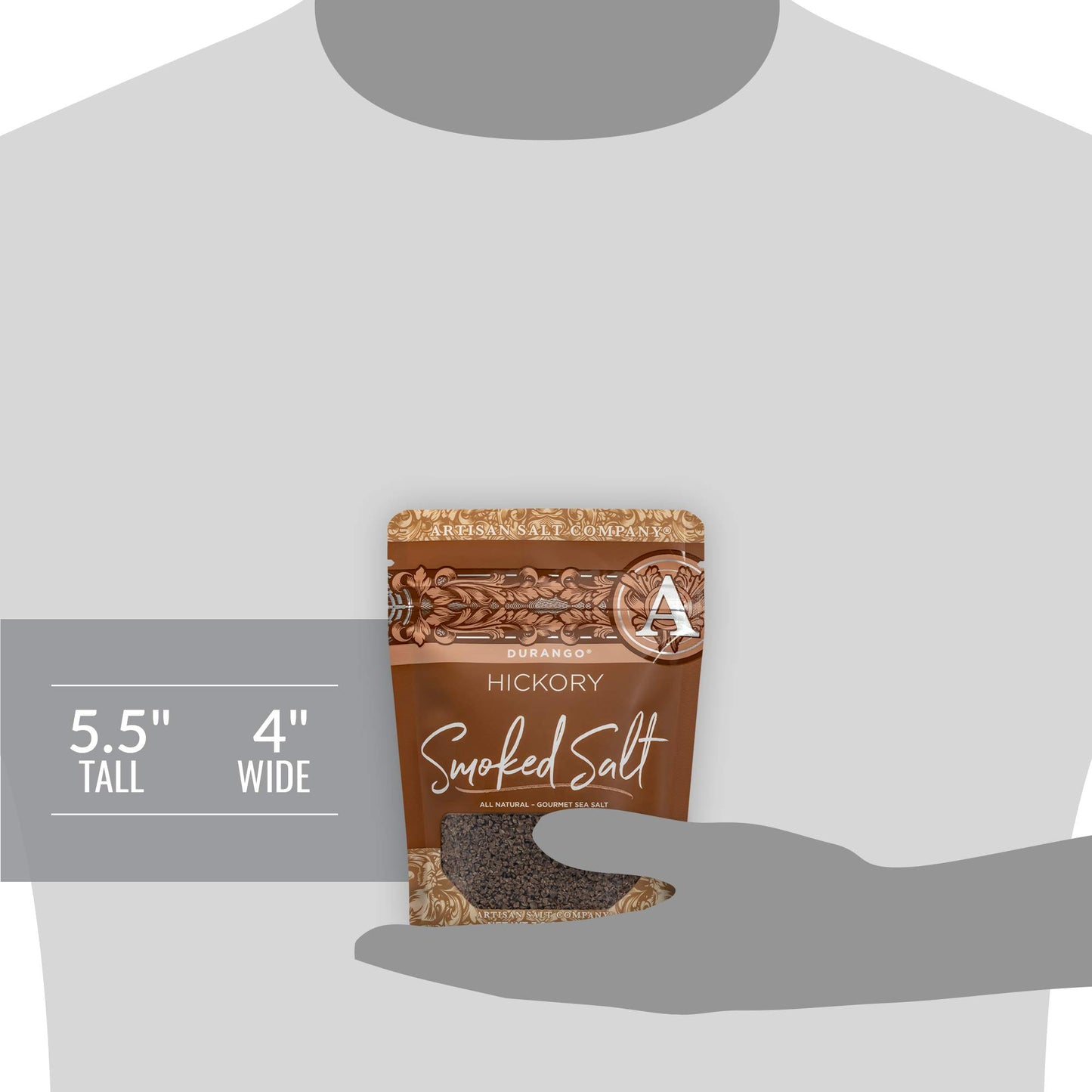 SaltWorks Artisan Hickory Smoked Sea Salt, 3 Ounce Zip-Top Pouch, Light to Medium Brown