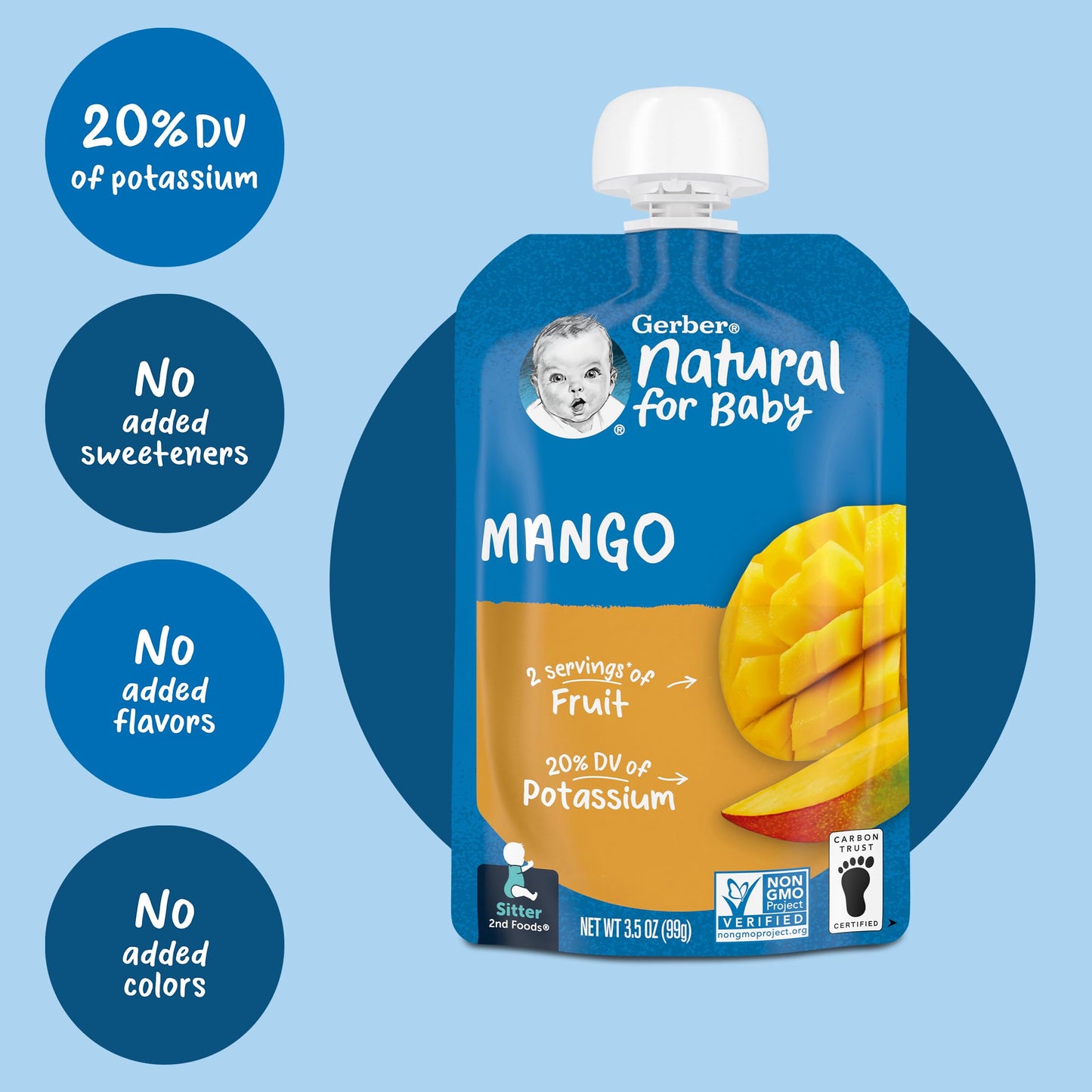 Gerber 2Nd Foods Baby Food, Mango, 3.5 Oz Pouch (Pack Of 12)