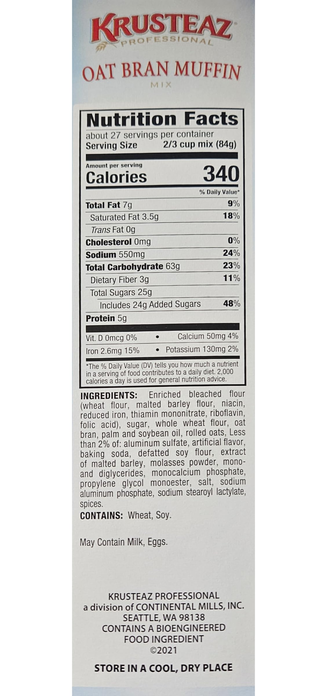 Krusteaz Muffin Mix - Oat Bran, 5-Pounds
