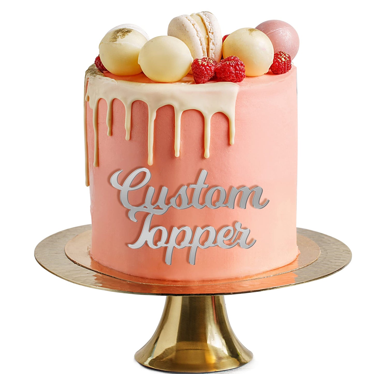 EDSG Personalized Cake Topper - Mirror Acrylic Decoration for Birthday, Wedding, Anniversary, Baby Shower - Silver