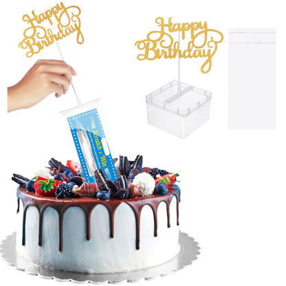 2 Set Money Cake Pull out Kit Include 2 Pulling Money Box 2 Plastic Roll 40 Transparent Bag Connected Pocket and 2 Happy Birthda