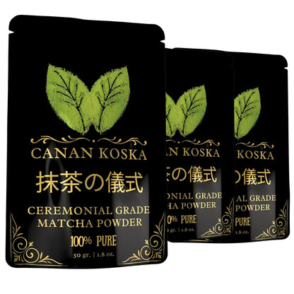Canan Koska Ceremonial Grade Matcha Powder - Stone-Ground Green Tea from First Harvest Leaves, Perfect for Whisking, Lattes & Sm