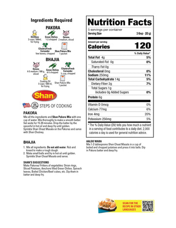 Shan Pakora/Bhajia Recipe Mix 5.29 Oz (150G) - Seasoning Spice Powder For Traditional Lentil Fritters - Suitable For Vegetarians