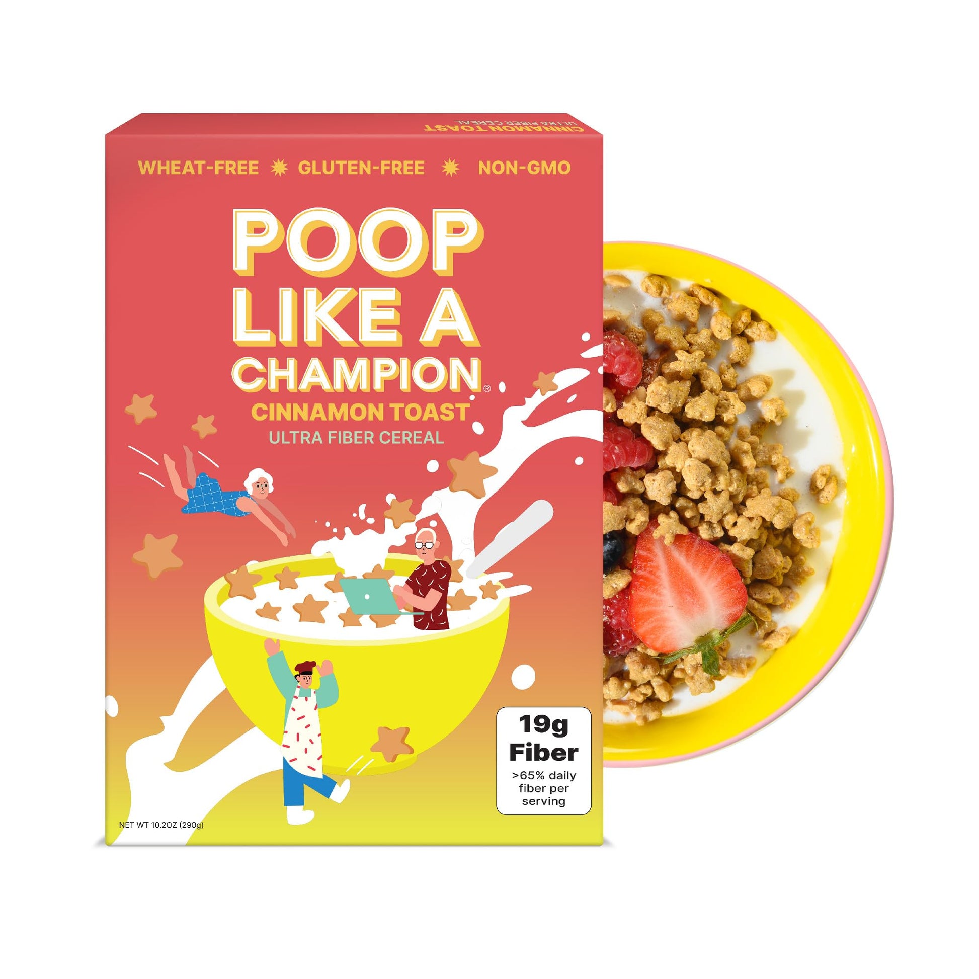 Poop Like a Champion High Fiber Cereal - Cinnamon Toast Flavor, Keto Friendly, Gluten Free, 10.2 Ounce