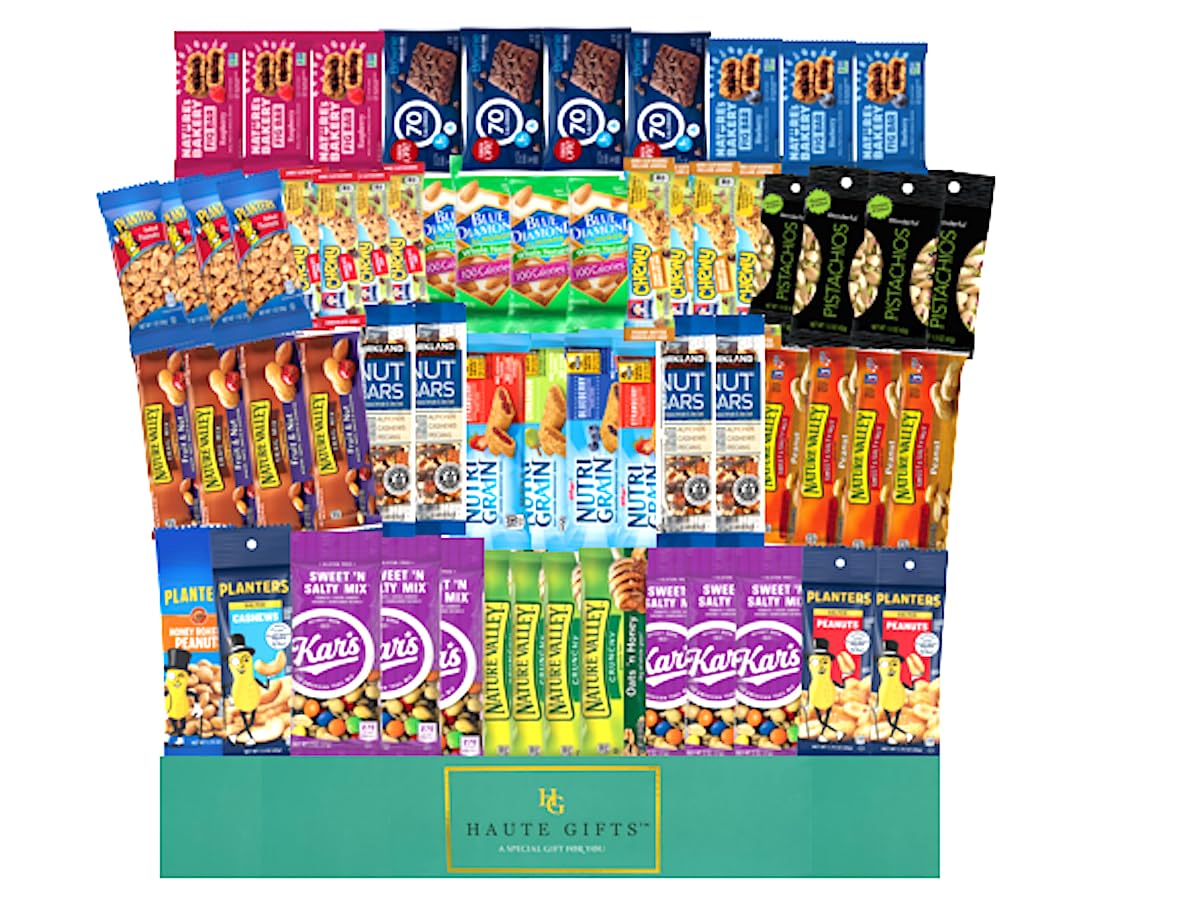 Ultimate Healthy Care Package (60 count), Snacks, Bars & Nuts Bulk Variety Pack - Healthy Travel Snack Box - Military Care Packa