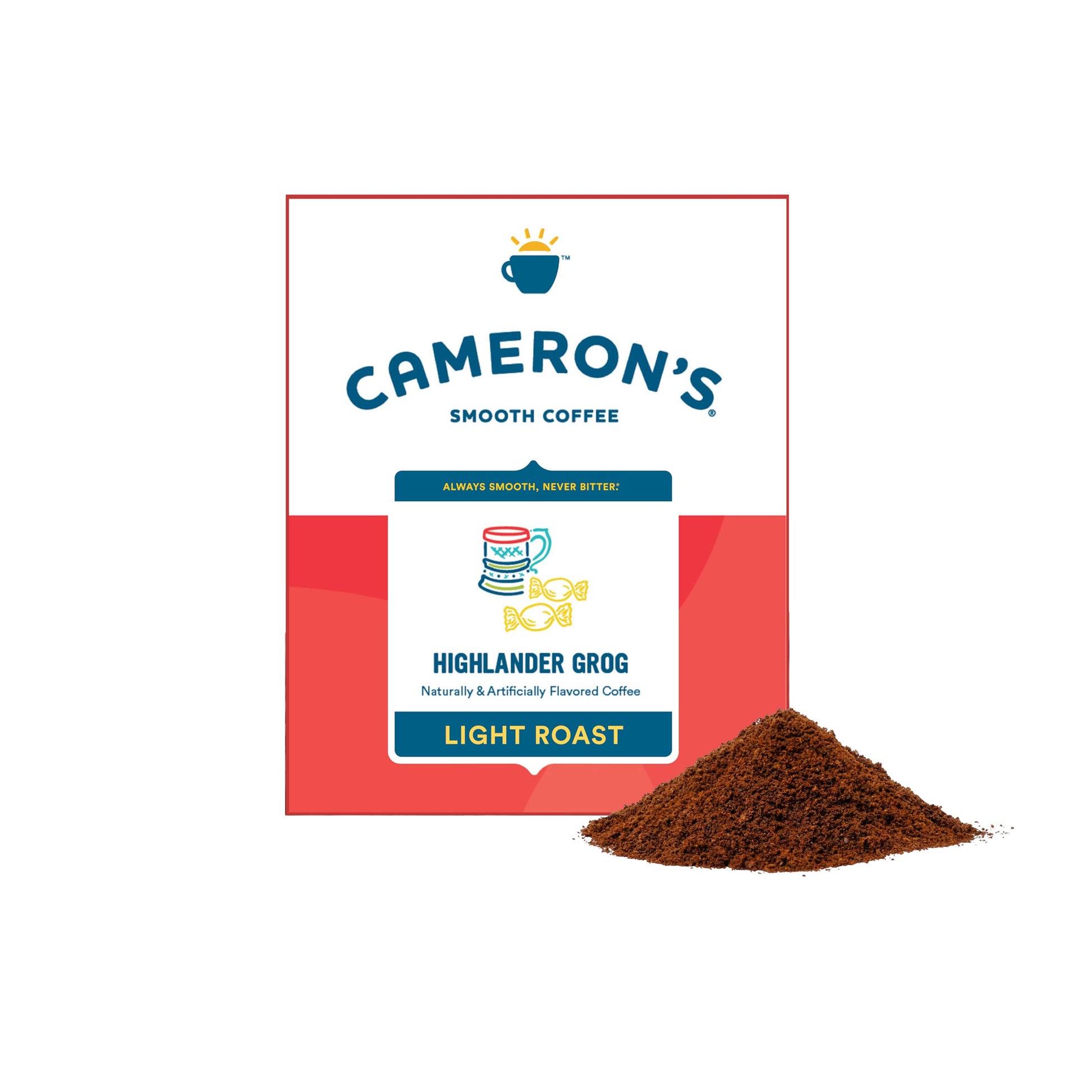 Camerons Coffee Roasted Ground Coffee, Highlander Grog Flavor, 64 Ounce