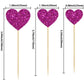 Gyufise Heart Cupcake Toppers, 30Pcs Glitter Picks for Valentines Day, Purple Cake Decorations