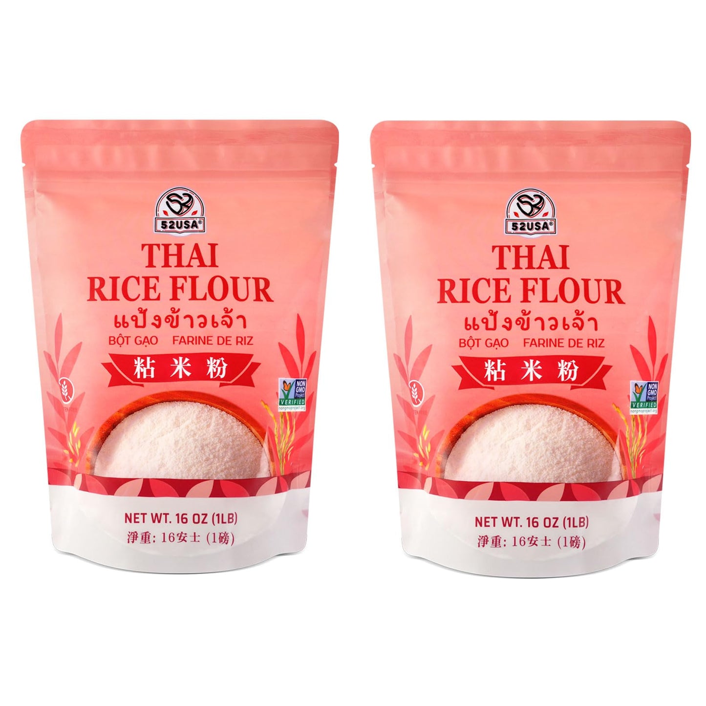 52Usa Thai Rice Flour 32 Ounce (Basic)  2 Pound (Pack Of 2)  Rice Flour For Baking Or Cooking  Product Of Thailand  All Natural White Rice Flour  Vegan