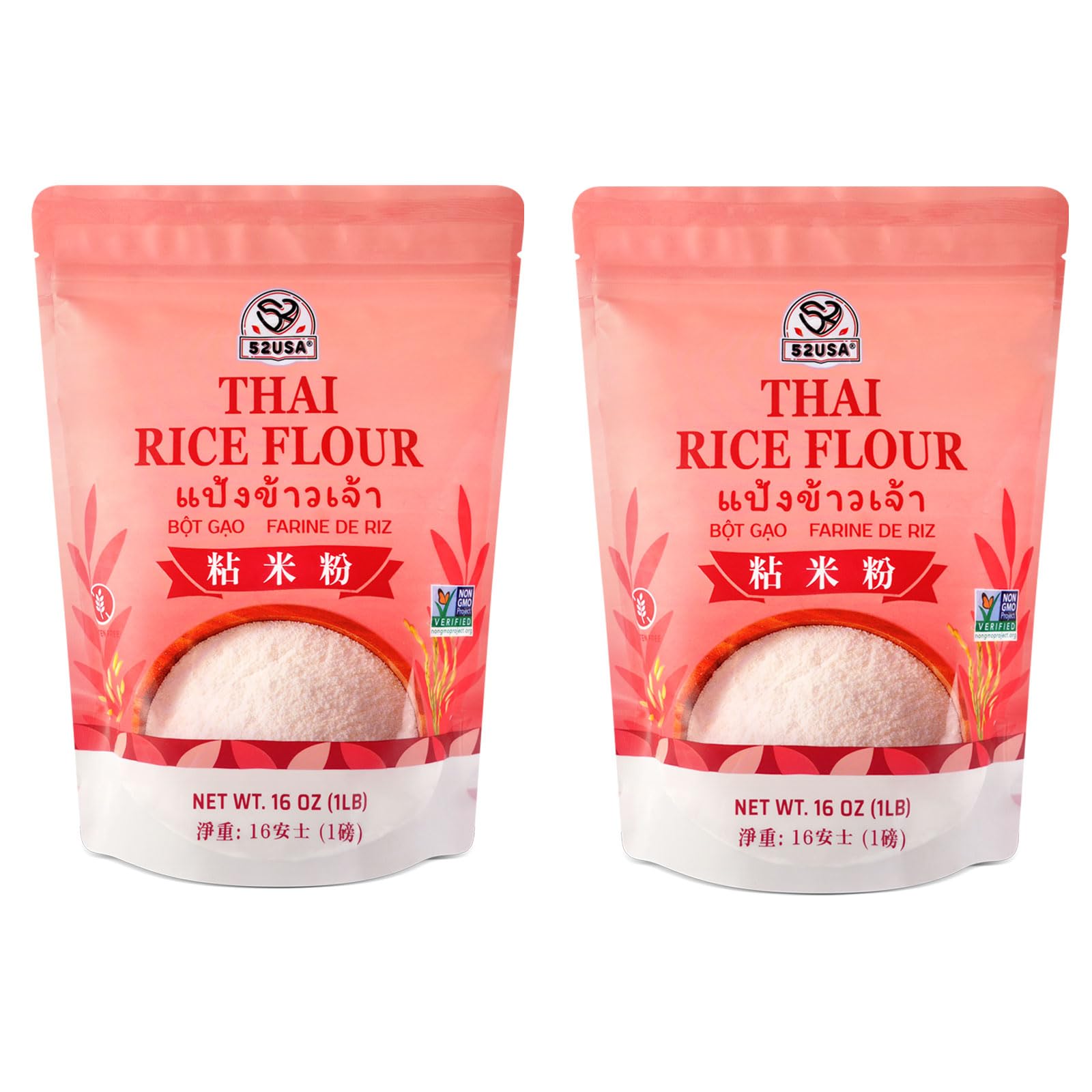 52Usa Thai Rice Flour 32 Ounce (Basic)  2 Pound (Pack Of 2)  Rice Flour For Baking Or Cooking  Product Of Thailand  All Natural White Rice Flour  Vegan