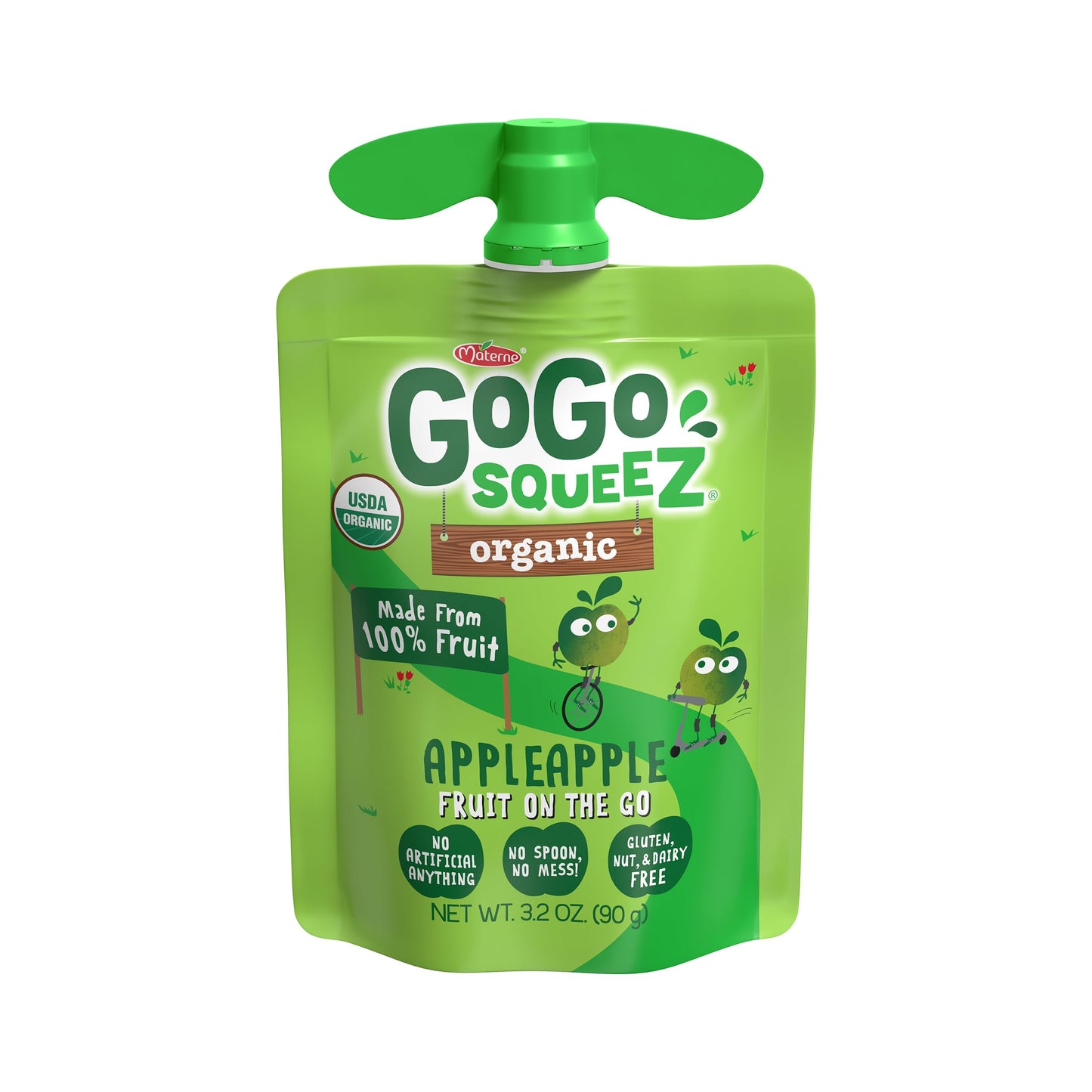 GoGo SqueeZ Organic Applesauce Fruit Puree, Unsweetened, 3.2 oz (Pack of 12), Gluten Free, BPA Free Pouches