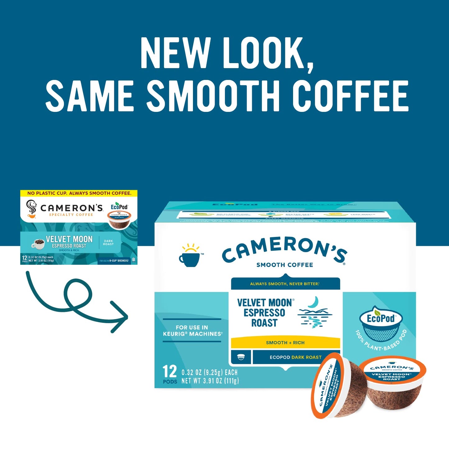 Camerons Coffee Single Serve Pods, Velvet Moon, 12 Count (Pack of 1)