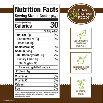 Dijas Natural Foods Crunchy Biscotti Cookie, Fat Free, All Natural, 5 Ounces, Chocolate Almond