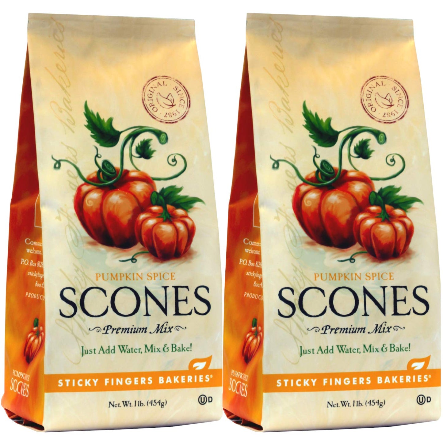 Sticky Fingers English Scone Mix, Pumpkin Spice, Just Add Water, 1 Pound (Pack of 2)