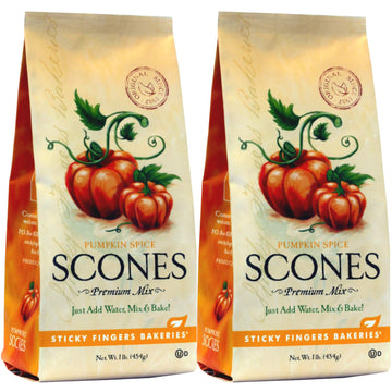 Sticky Fingers English Scone Mix, Pumpkin Spice, Just Add Water, 1 Pound (Pack of 2)