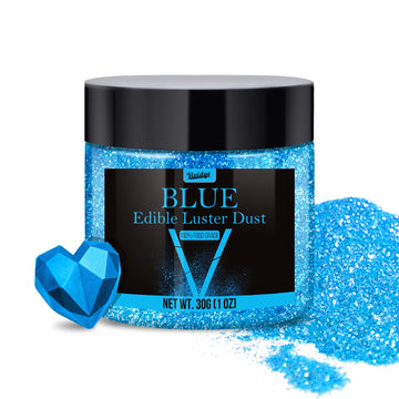 Vividye Edible Glitter Luster Dust Powder 30g - Food Grade Shimmer for Baking, Drinks, Cake Decoration - Blue