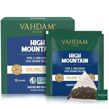 VAHDAM, High Mountain Oolong Tea Bags (15 Count) Non-GMO, Gluten-Free | Naturally High Grown Oolong Tea Leaves - Light & Floral 
