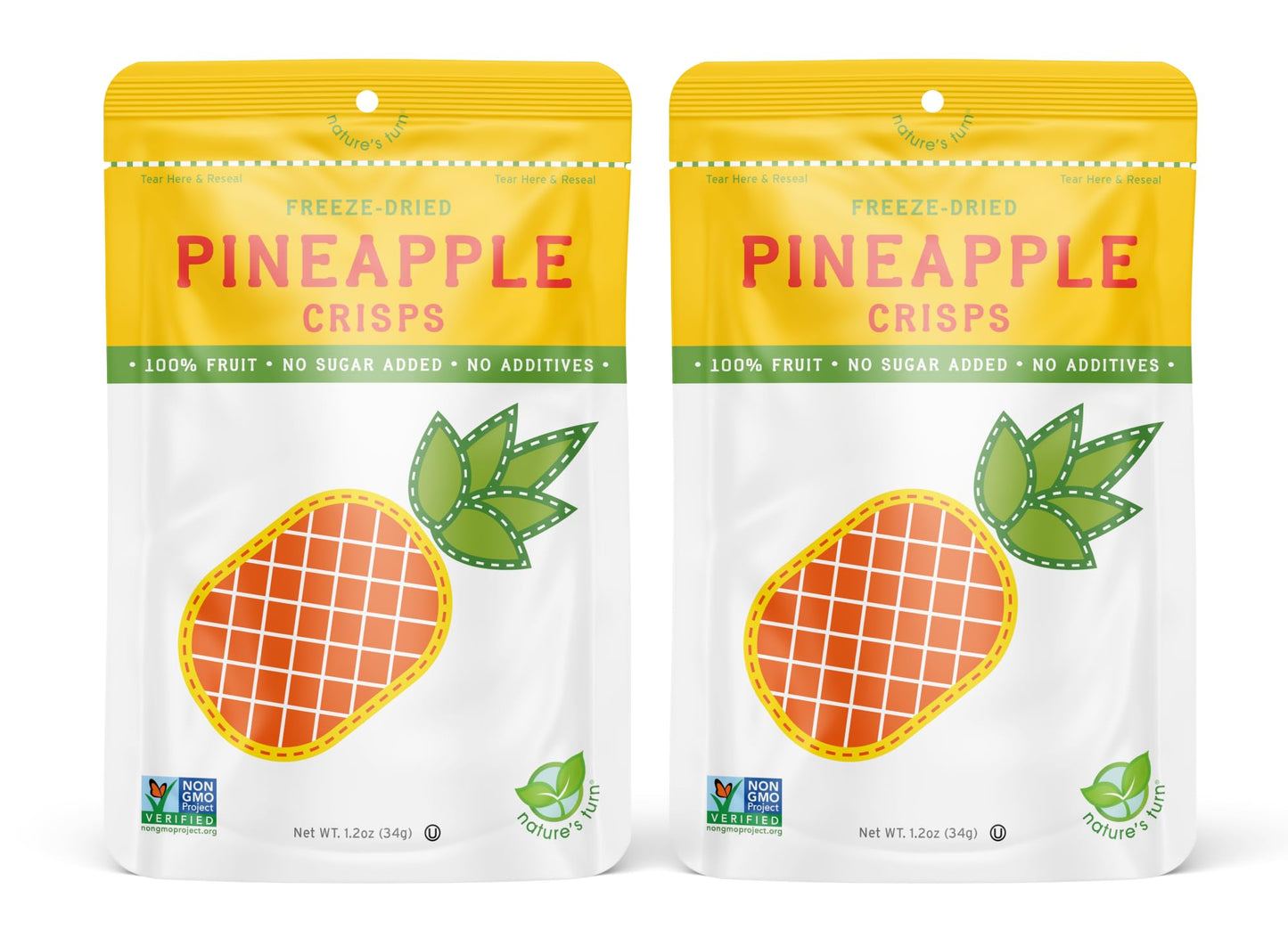 Natures Turn Freeze-Dried Fruit Snacks, Pineapple Crisps, Pack Of 2 (1.2 Oz Each)