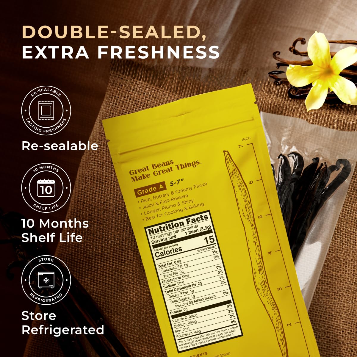 Gya Labs Madagascar Vanilla Beans - Grade A, 5-7 Inches Long, 30 Count