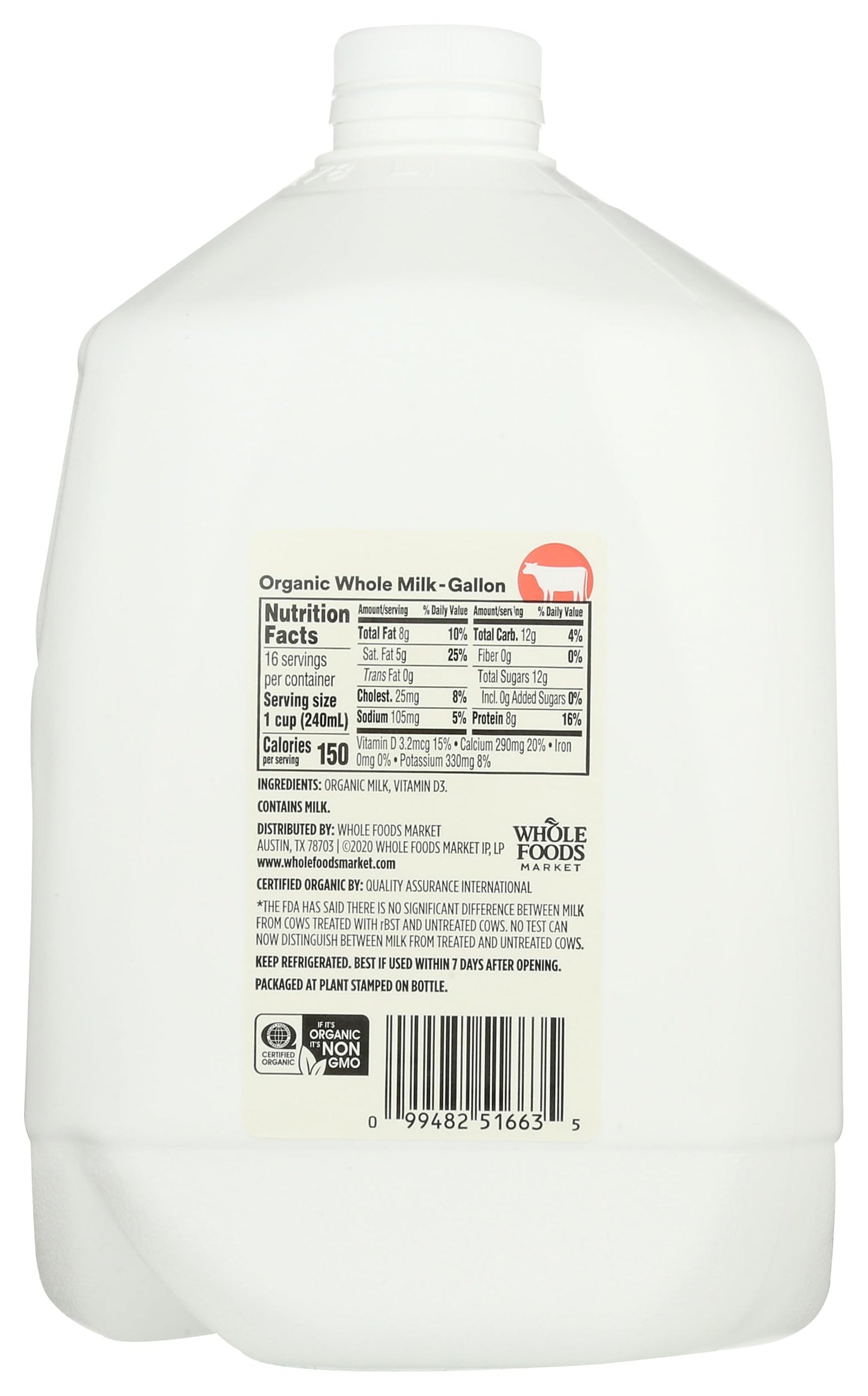 365 by Whole Foods Market, Organic Whole Milk, 128 Fl Oz