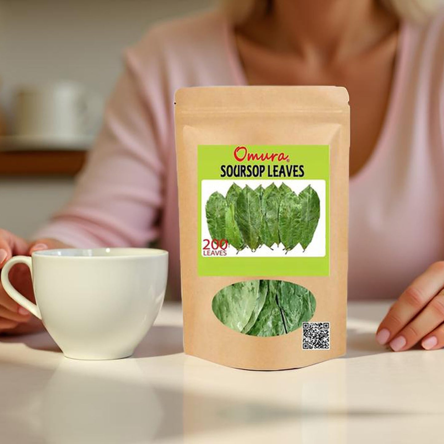 OMURA Dried Soursop Leaves Herbal Tea - 200 Count - Graviola Soursop Leaf Tea for Brewing