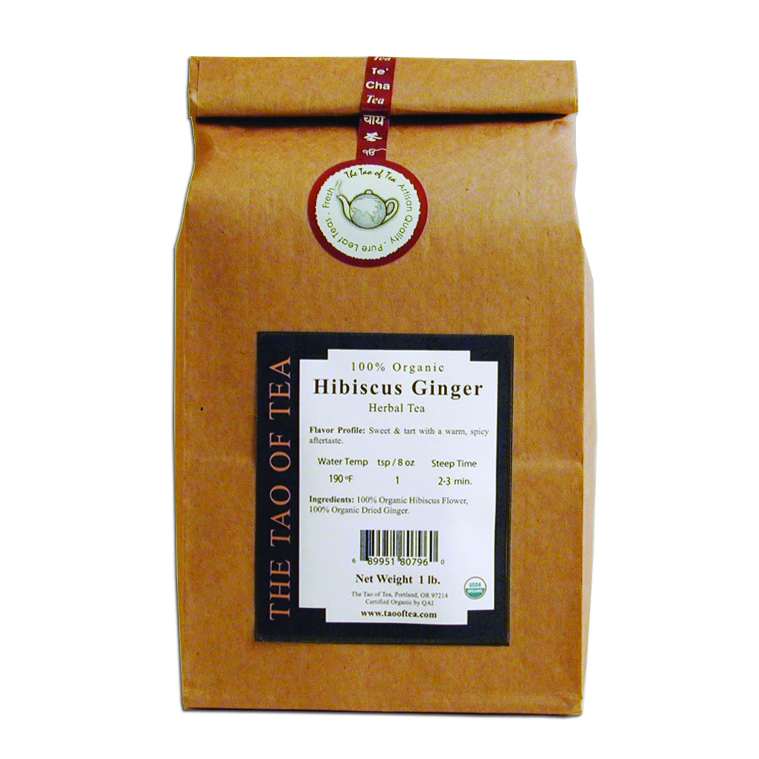 The Tao of Tea Hibiscus Ginger Herbal Tea, Organic, 1 Pound