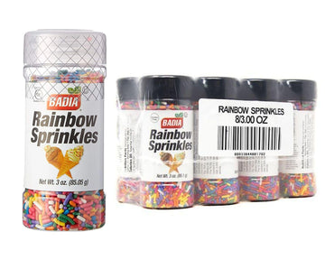 Badia Rainbow Sprinkles 3 oz (Pack of 8) - Colorful Topping for Ice Cream, Cakes, Cookies, Cupcakes & Desserts - Sweet Decoratio