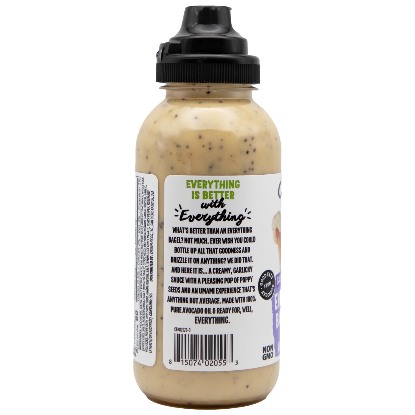 Chosen Foods Everything Bagel Sauce, for Hamburgers, Sandwiches, Nuggets, Wings, Fries, and More 9 floz