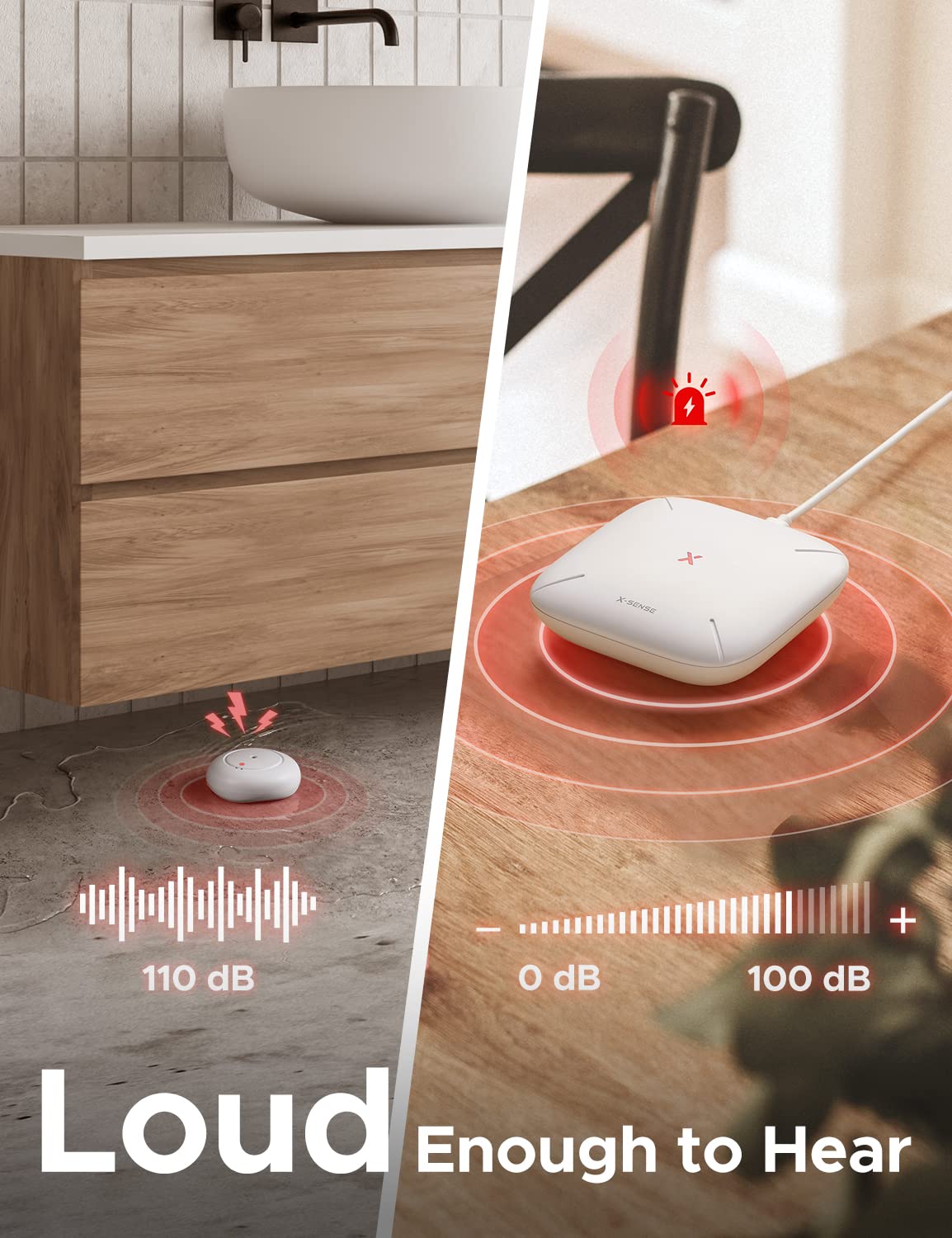 X-Sense Wi-Fi Water Leak Detector, Smart Water Sensor Alarm, Water Detector Alarm With 1700 Ft Transmission Range For Kitchens,