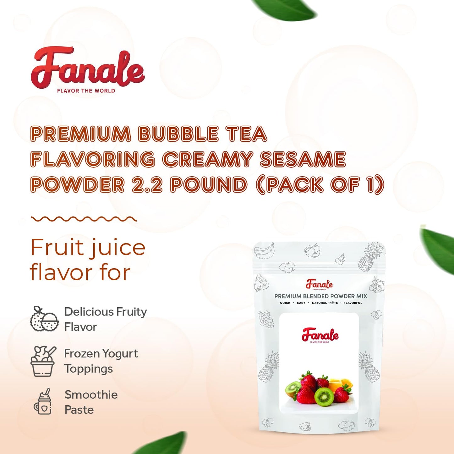 Fanale Premium Creamy Sesame Bubble Tea Flavoring Powder | Perfect For Baking, Smoothies, Desserts And Drinks | Instant Flavorin
