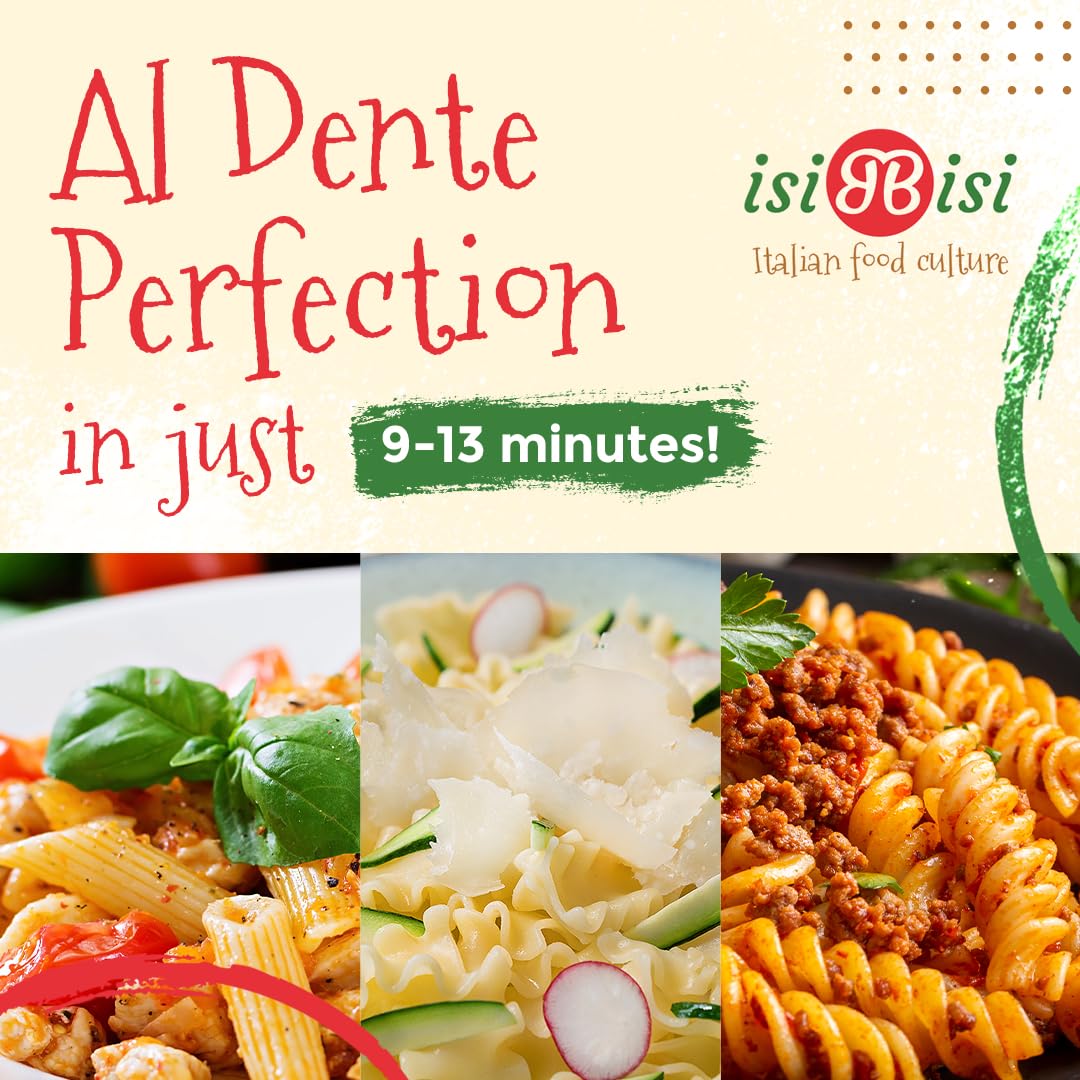 Isibisi Pasta Sampler - Penne, Baby Mafalda Pasta, Spirali Noodles - Italian Pasta In Bulk Made With Corn, Rice Flour - Non Gmo