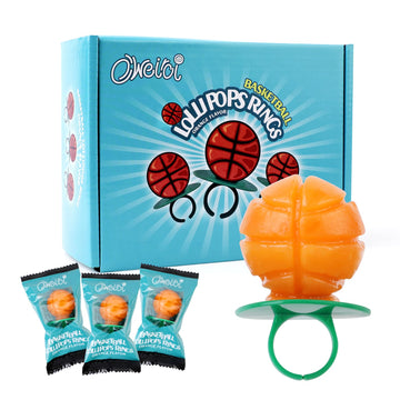 Basketball Lollipop Rings,Suckers Individually Wrapped Bulk for Birthday Party Candy Favors,Sports Ball Shaped Goodie Bag Filler