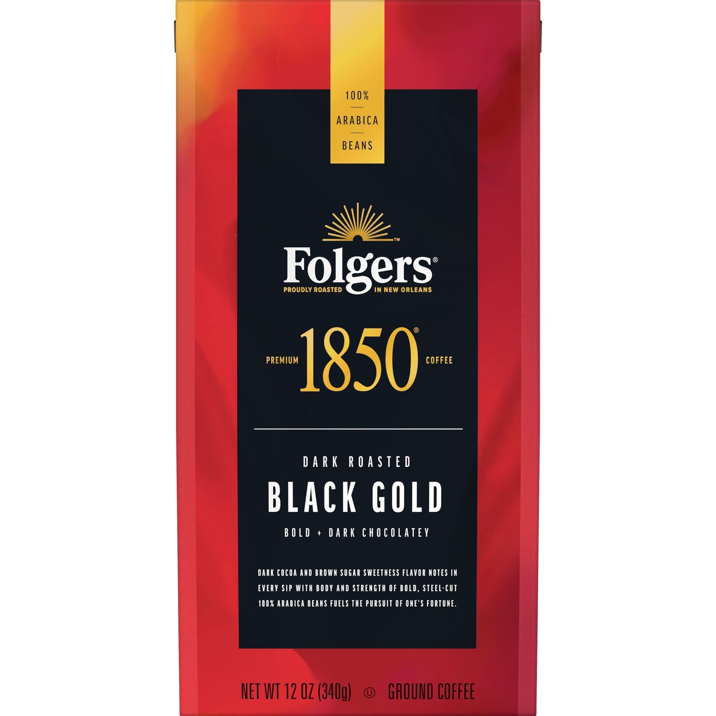 1850 By Folgers Black Gold Dark Roast Ground Coffee, 12 Ounces (Pack Of 6)