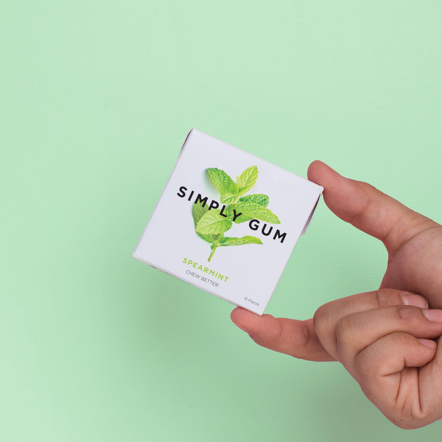 SIMPLY Gum | Spearmint | Plant- Based Chewing Gum | Pack of One (15 Pieces Total) | Synthetic Plastic Free + Aspartame Free + no