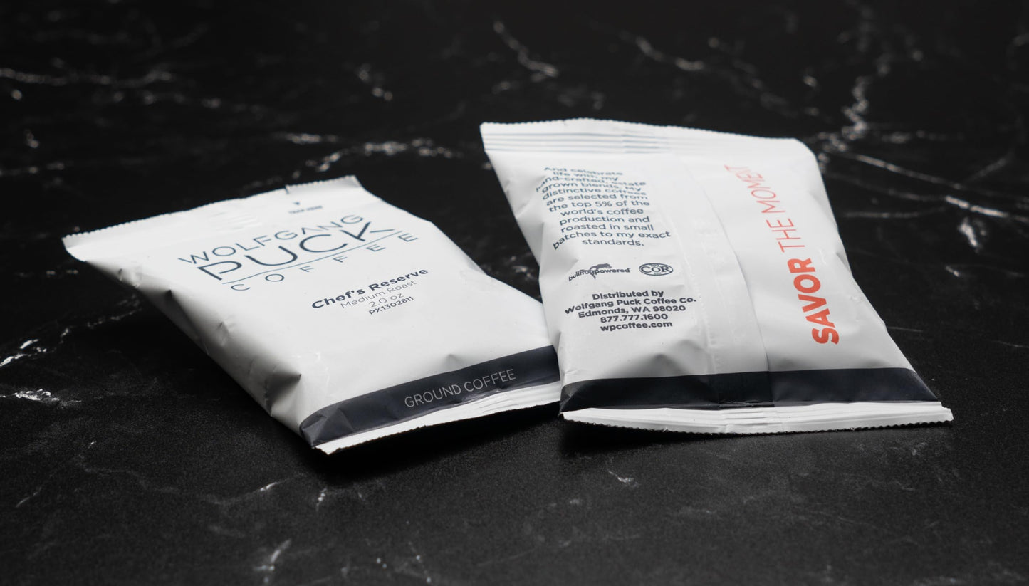 Wolfgang Puck Coffee Portion Packs, Chefs Reserve, 2 Ounce (Pack of 18), Single