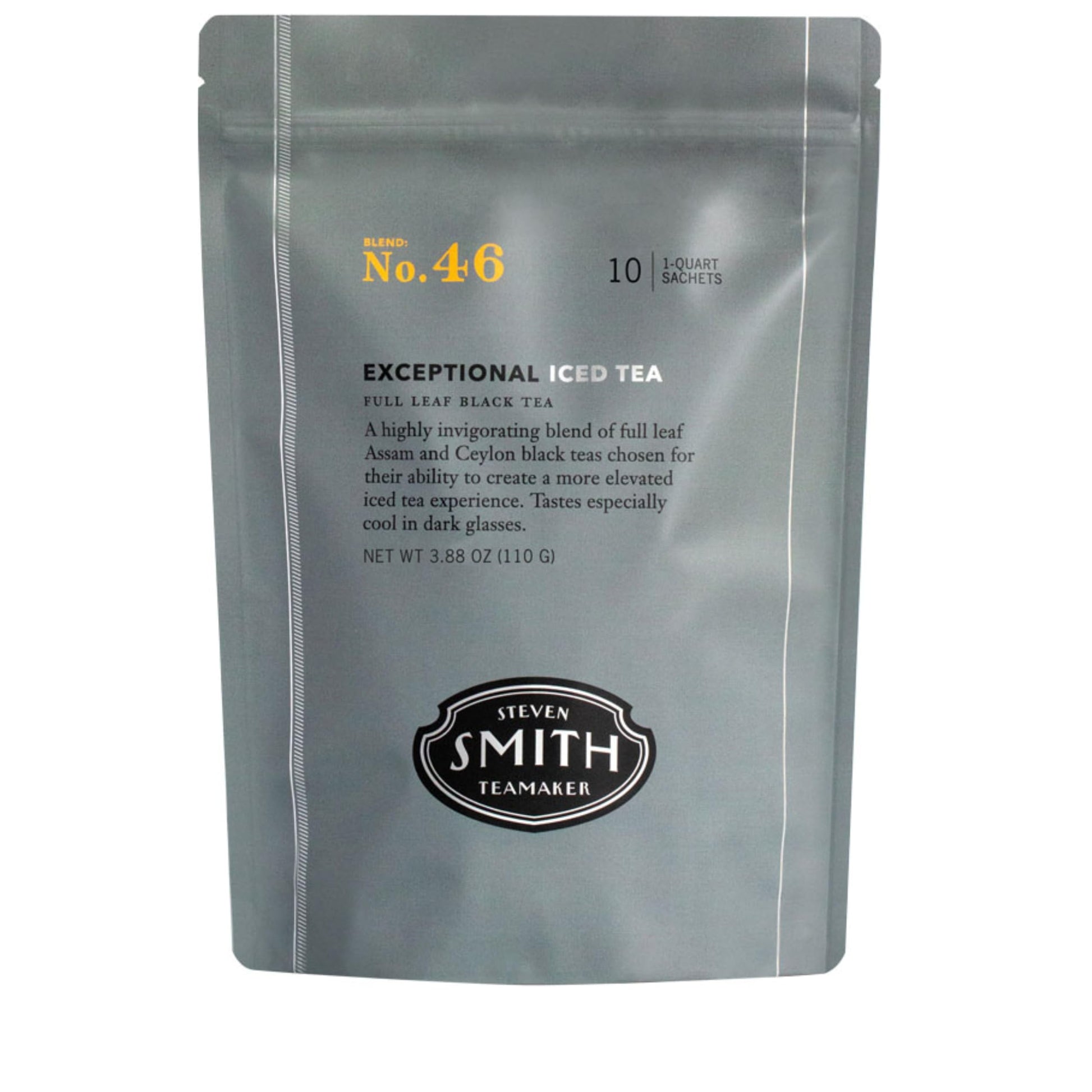 Smith Teamaker Exceptional Iced Tea No. 46, Refreshing, Caffeinated, Sustainably Grown Organic Full Leaf Black Iced Tea, 10 Count, 1 Quart Sachets