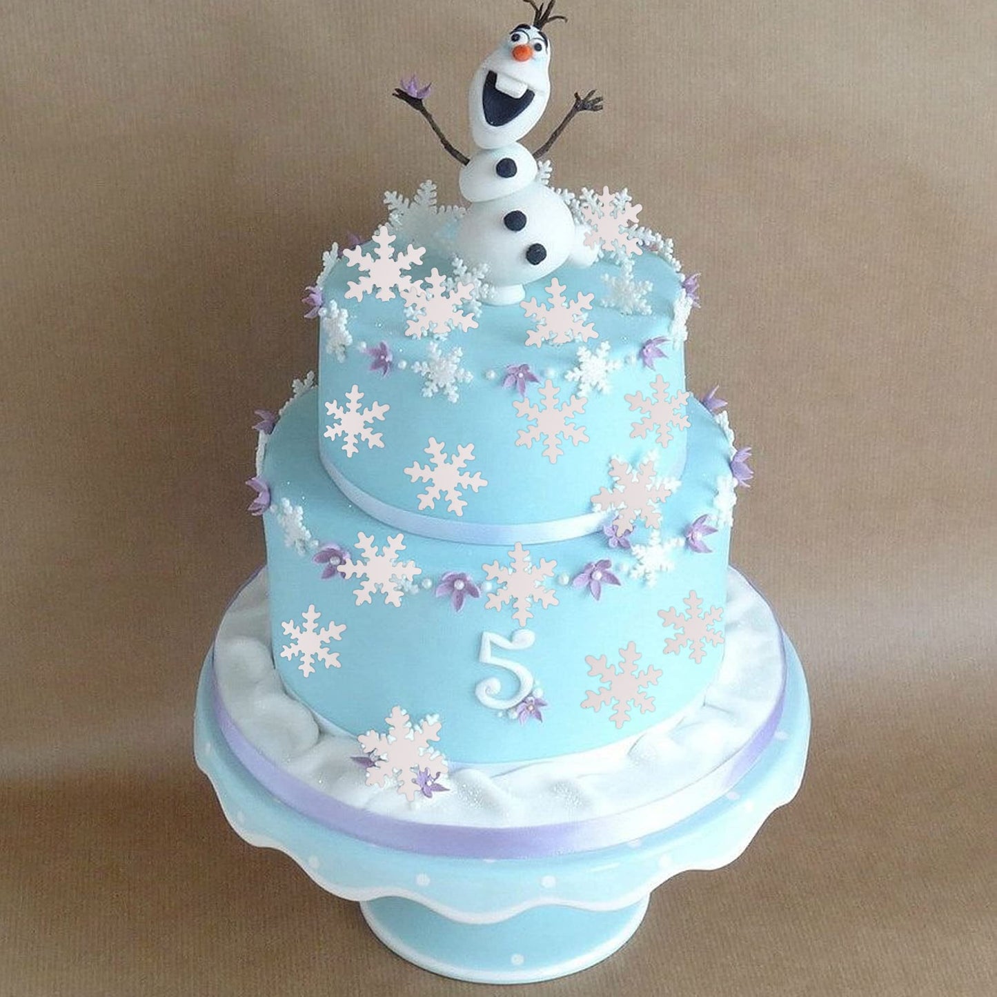 YCTHUNFISH 50 Pack Edible Snowflake Cupcake Toppers, White, Paper/Wafer, Small - Winter Frozen Theme Party Decorations