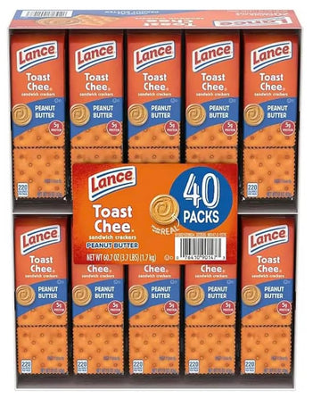 Lancee Toast Chee Peanut Butter Sandwich Crackers, (40 Count)